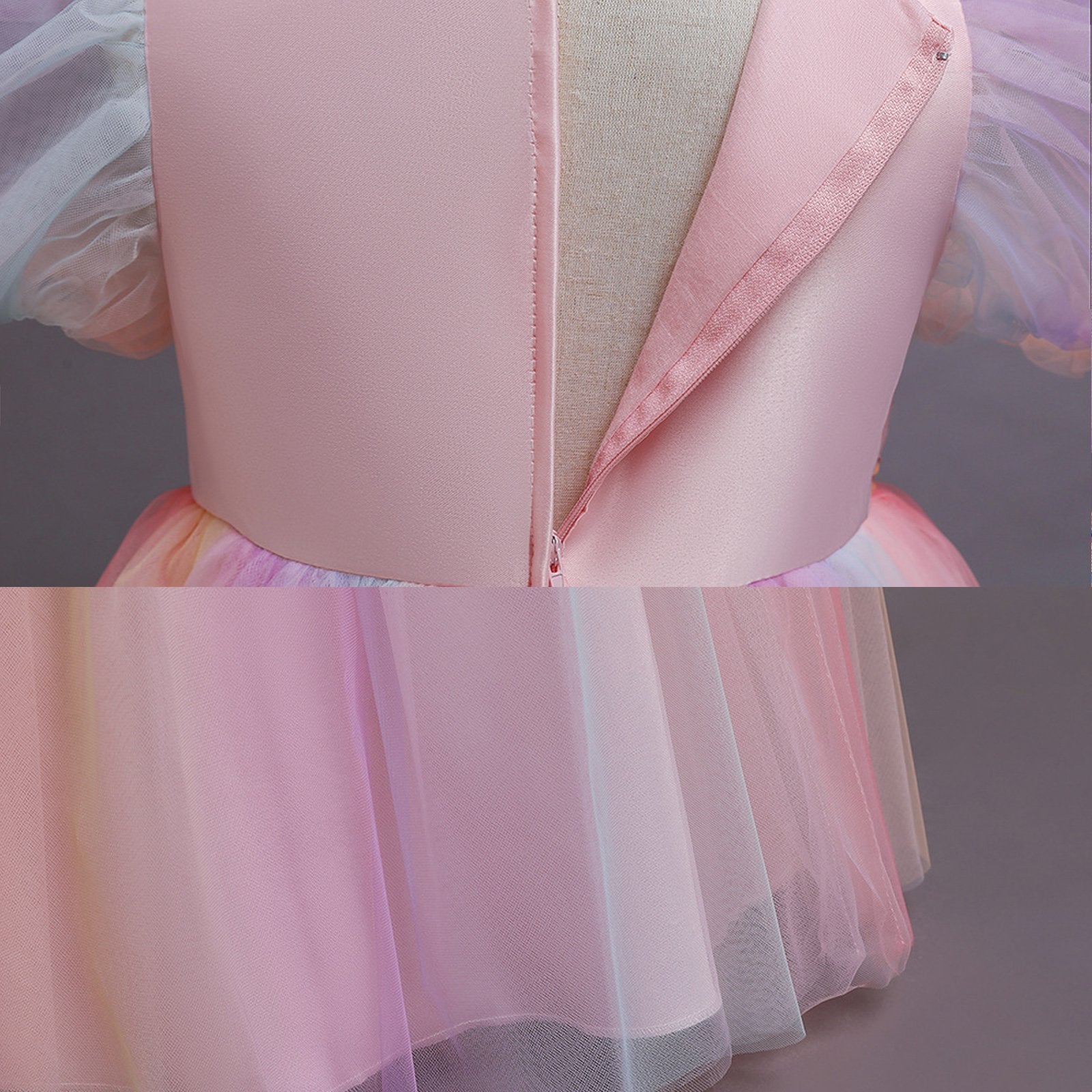 Elegent Girls Pageant Dresses Puff Sleeve Sequins Formal Tulle Maxi Dress