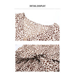 V Neck Polka Dot Print Long Sleeve High Low Hem Belted Dress