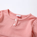 Mommy and Me Knitted Pink Dress Baby Girls Toddler Little Girls Elegent Ribbed Knit Matching Dress