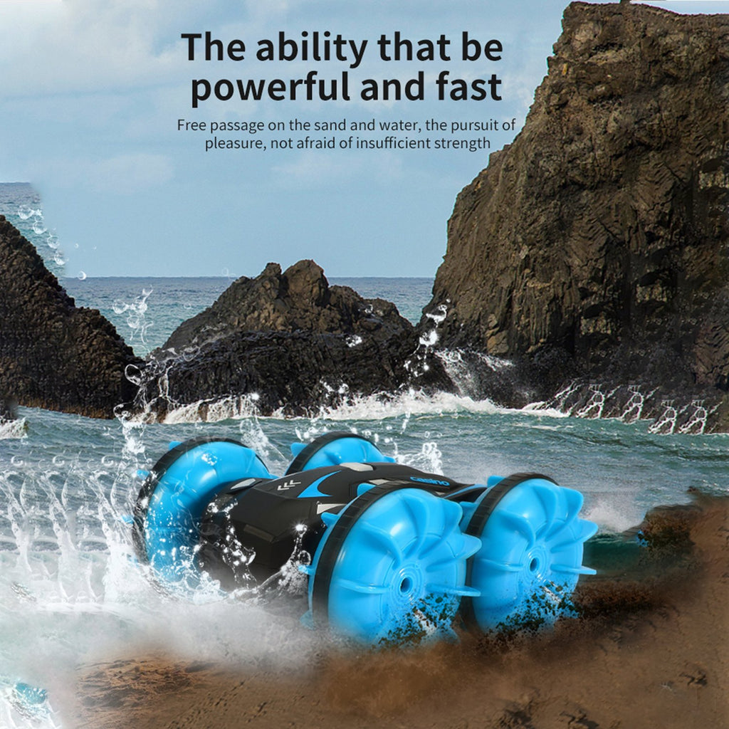 Upgrade Amphibious RC Car 2.4G Double Side Driving Waterproof Stunt Tank Remote Control Vehicle for Boys and Girls