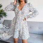 Deep V-neck Chiffon Floral Dress for Adult