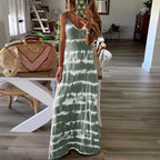 Striped Print Round Neck Maxi Cami Dress