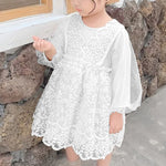 Toddler Baby Girls White Romper and Dress Long Sleeve Lace Tutu Dress
