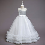 Wedding Flower Girl Dress Sleeveless Sequined Pure Color Tulle Dress Princess Dress