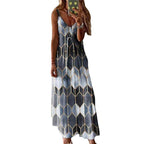 Floral & Geometric & Star and Moon & Leaf & Feather Print Cami Maxi Dress