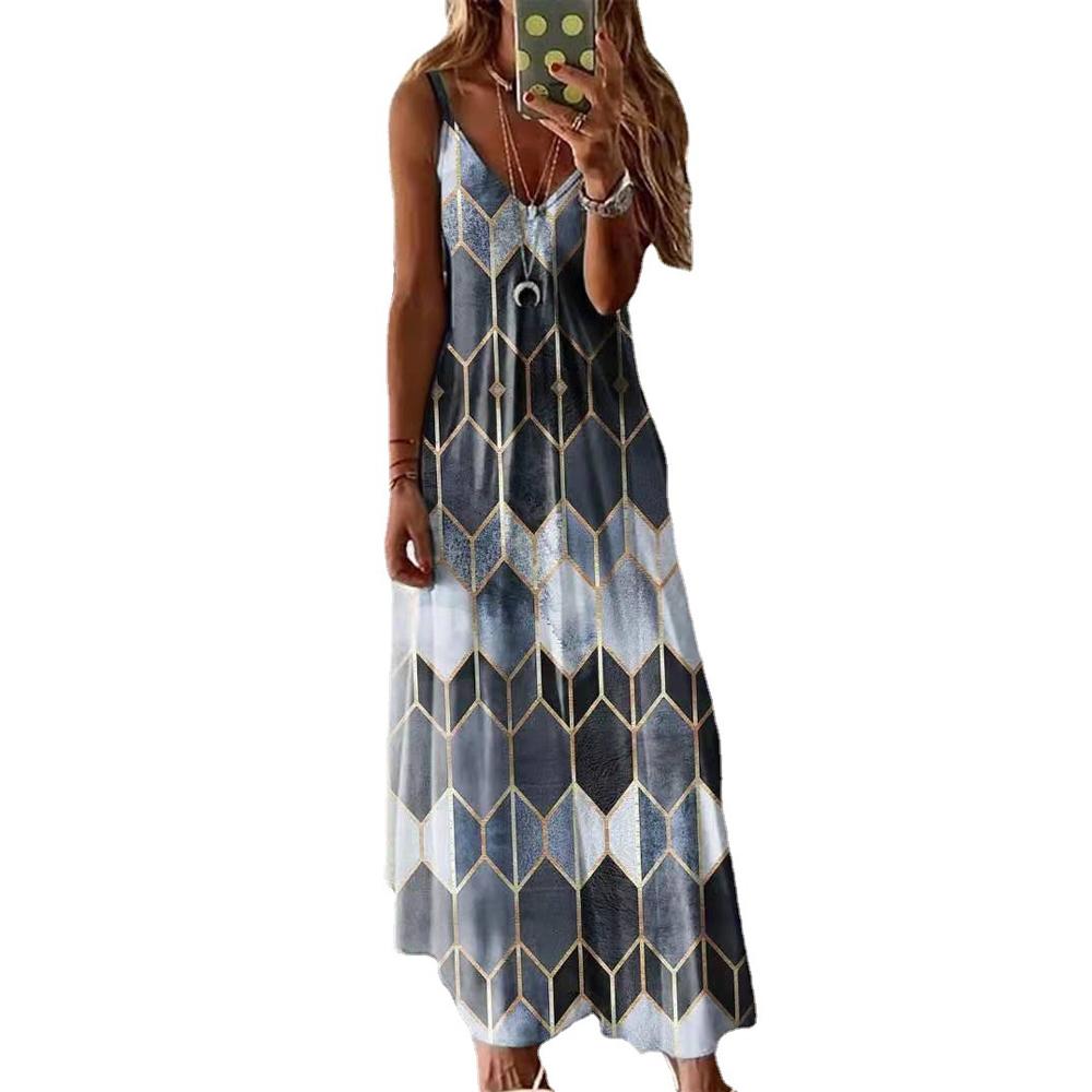 Floral & Geometric & Star and Moon & Leaf & Feather Print Cami Maxi Dress