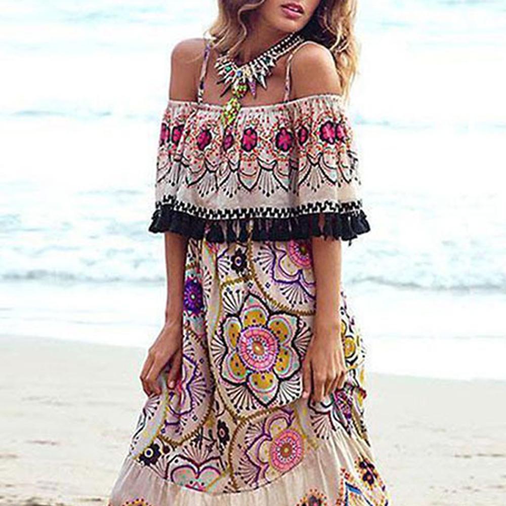 Floral Print Off Shoulder Ruffle Trim Cami Dress