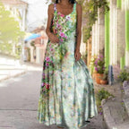 Butterfly & Floral Round Neck Wide Strap Cami Dress