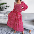 Adult Square Neck Maxi Dress Puff Sleeve Pleated Dress