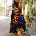 Butterfly & Floral Round Neck Wide Strap Cami Dress