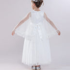 Girls Fancy Lace Gauze Shawl Dress Fashion Ball Gown Costume for Prom Party