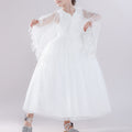 Girls Fancy Lace Gauze Shawl Dress Fashion Ball Gown Costume for Prom Party