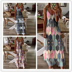 Floral & Geometric & Star and Moon & Leaf & Feather Print Cami Maxi Dress