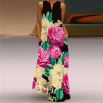Butterfly & Floral Print Sleeveless V Neck Maxi Dress