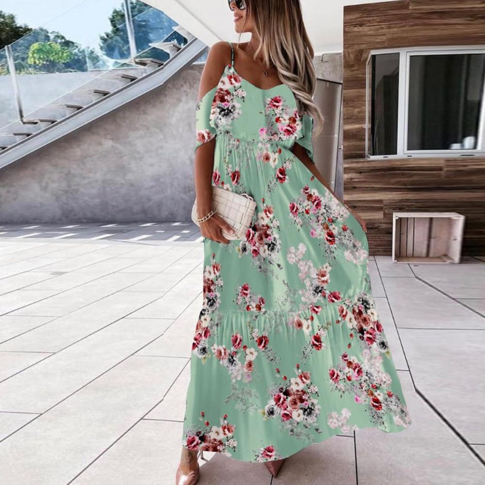 Allover Floral Print Ruffle Trim Flounce Hem Cami Dress