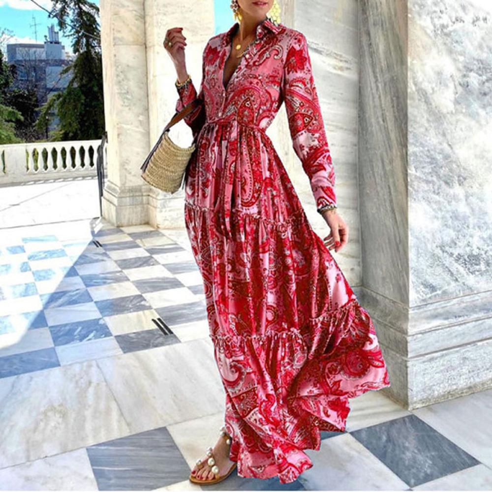 Floral Print Ruched Detail Lapel Collar Long Sleeve Ruffle Hem Belted Shirt Dress
