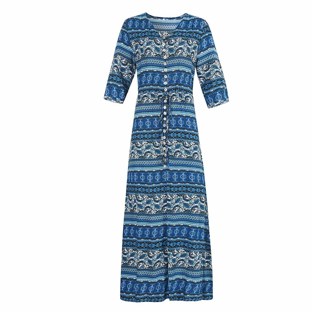 Floral Print Half Sleeve Button Front Tie Waist Split Thigh Dress