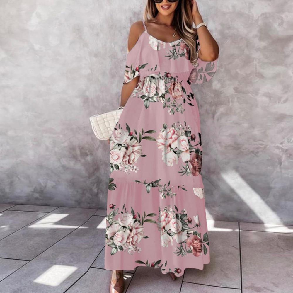 Allover Floral Print Ruffle Trim Flounce Hem Cami Dress