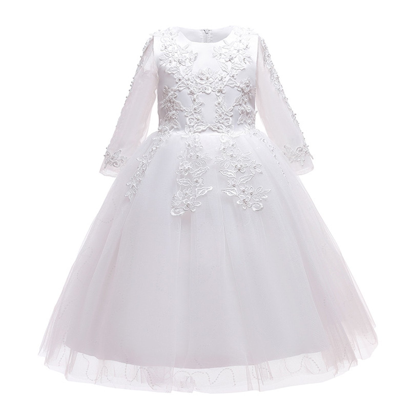 Flower Girl Dress Lace Beaded Formal Wedding Party Embroidery Ball Gown Dress