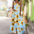 Butterfly & Floral Round Neck Wide Strap Cami Dress