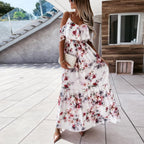 Allover Floral Print Ruffle Trim Flounce Hem Cami Dress
