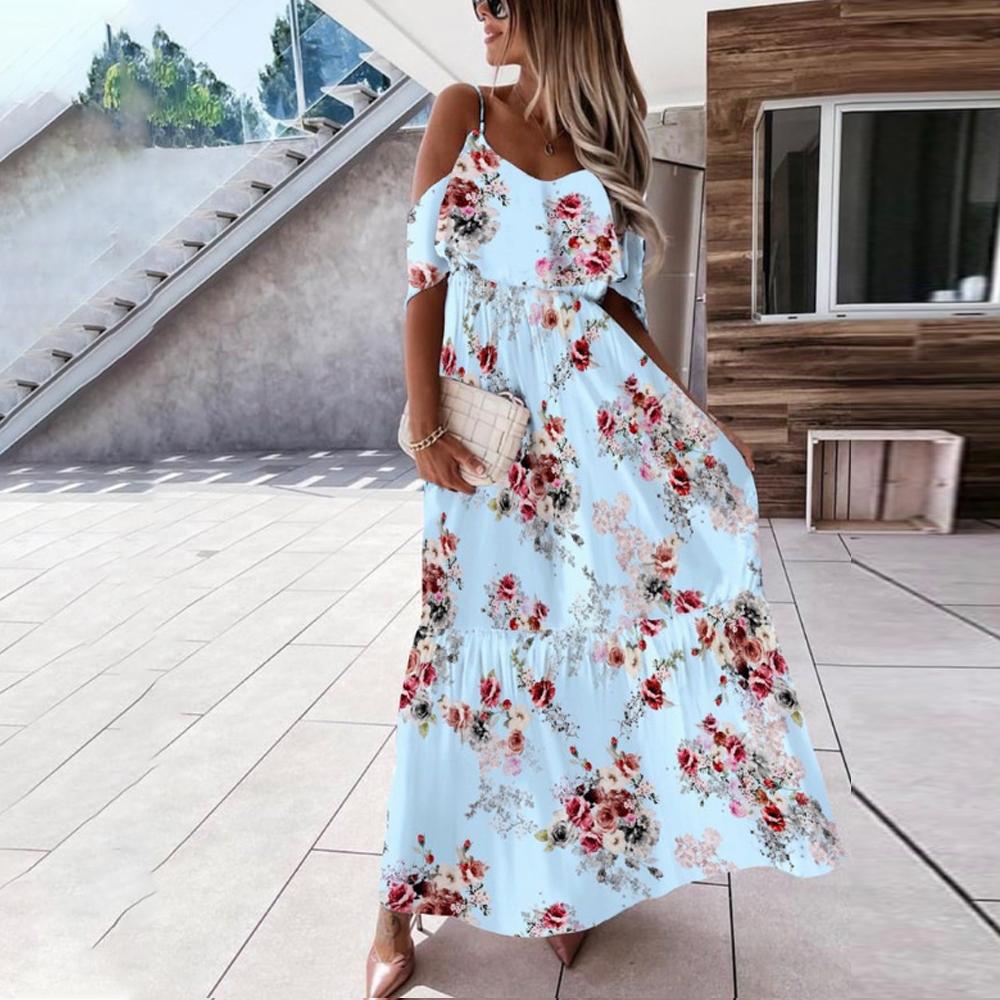 Allover Floral Print Ruffle Trim Flounce Hem Cami Dress