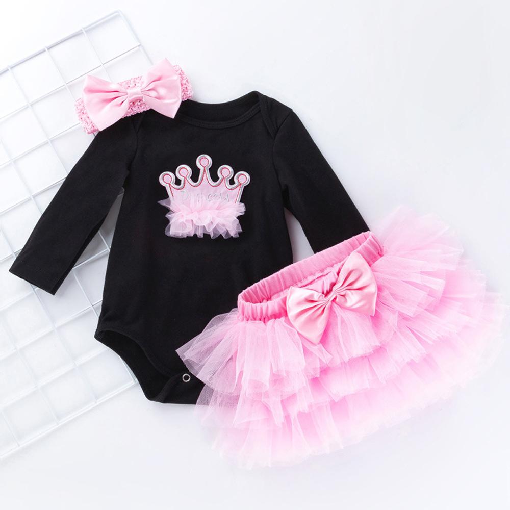 3pcs Toddler Birthday Party Outfit Princess Romper Dress with Headband