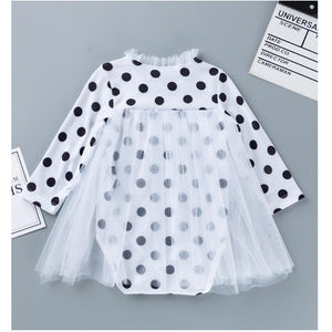 Toddler Infant Girl Swiss Dot Romper Dress and Headwear 2pcs Casual Dress Set