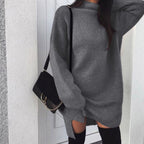 Women Winter Long Sleeve Mini Dress Casual Turtleneck Pullover Knee Length Sweatershirt
