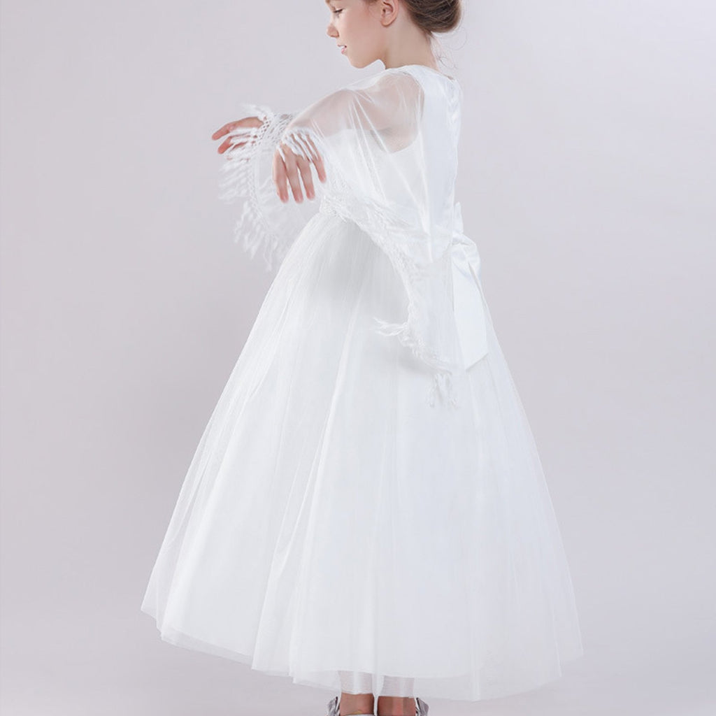 Girls Fancy Lace Gauze Shawl Dress Fashion Ball Gown Costume for Prom Party