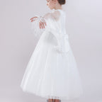 Girls Fancy Lace Gauze Shawl Dress Fashion Ball Gown Costume for Prom Party