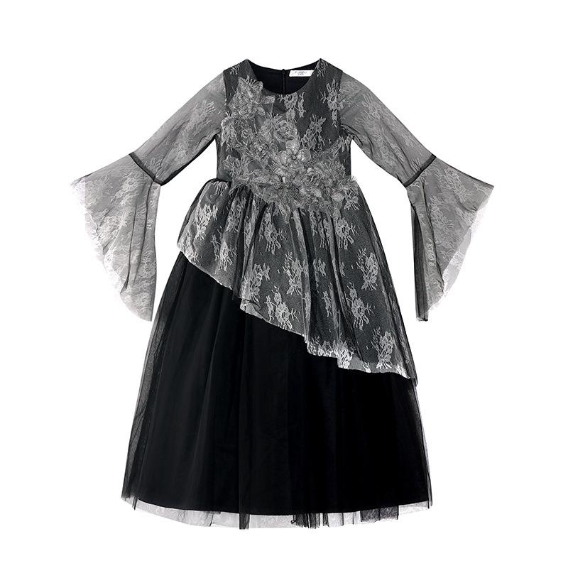Embroidery Floral Tulle Pageant Dress Flare Long Sleeve Prom Evening Dresses