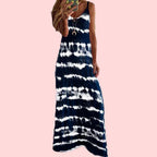 Striped Print Round Neck Maxi Cami Dress