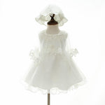 Baby Christening Gowns 3pcs Suit Baptism Little Girl Dress Cloak and Bonnet 0-12M