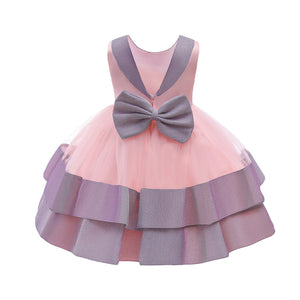 Toddler Multi-layer Formal Dress with Headband Backless Lace Tutu Dress 0-24M