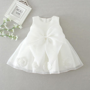 Infant Baby Girls Flower Dress Solid Party Dress Birthday Outfits