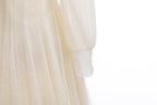 Kids Pageant Dresses Solid Color Long Sleeve Sweet Lace High Waist Dress