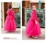 Fashion Ruffle Flower Girl Dress Long Puff Sleeve Ball Gown Dress