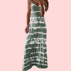 Striped Print Round Neck Maxi Cami Dress