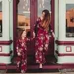 Mommy and Me Matching Dress Long Sleeve Casual Floral Printed Plaid Costume