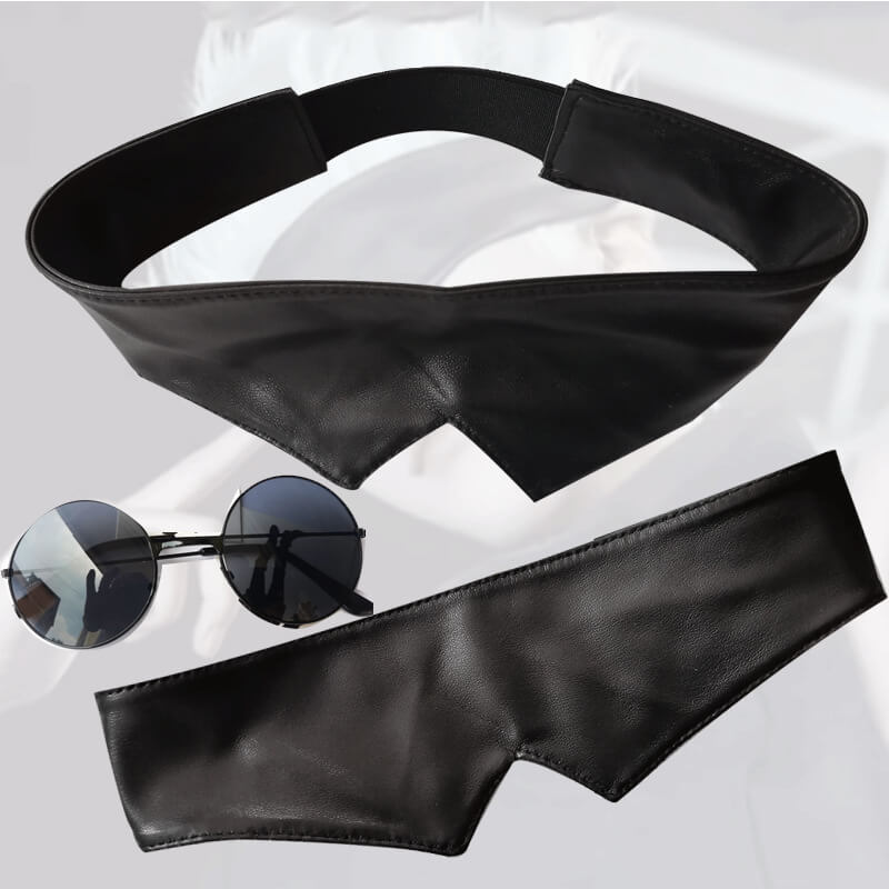 Adult Satoru Outfit Black Tops Pants with Wig Blinder and Glasses for Cosplay Party