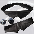 Adult Satoru Outfit Black Tops Pants with Wig Blinder and Glasses for Cosplay Party