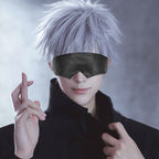 Adult Satoru Outfit Black Tops Pants with Wig Blinder and Glasses for Cosplay Party