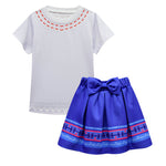 Girls Madrigal Costume White T-shirt Blue Skirt Suit for Kids Age 2+