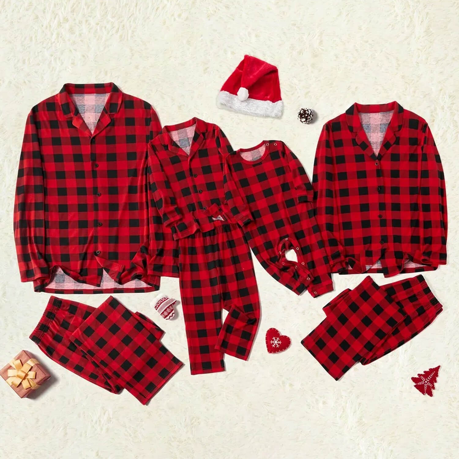 Kids Adult Christmas Costume New Year Long Sleeve Family Matching Outfits Sleepwear