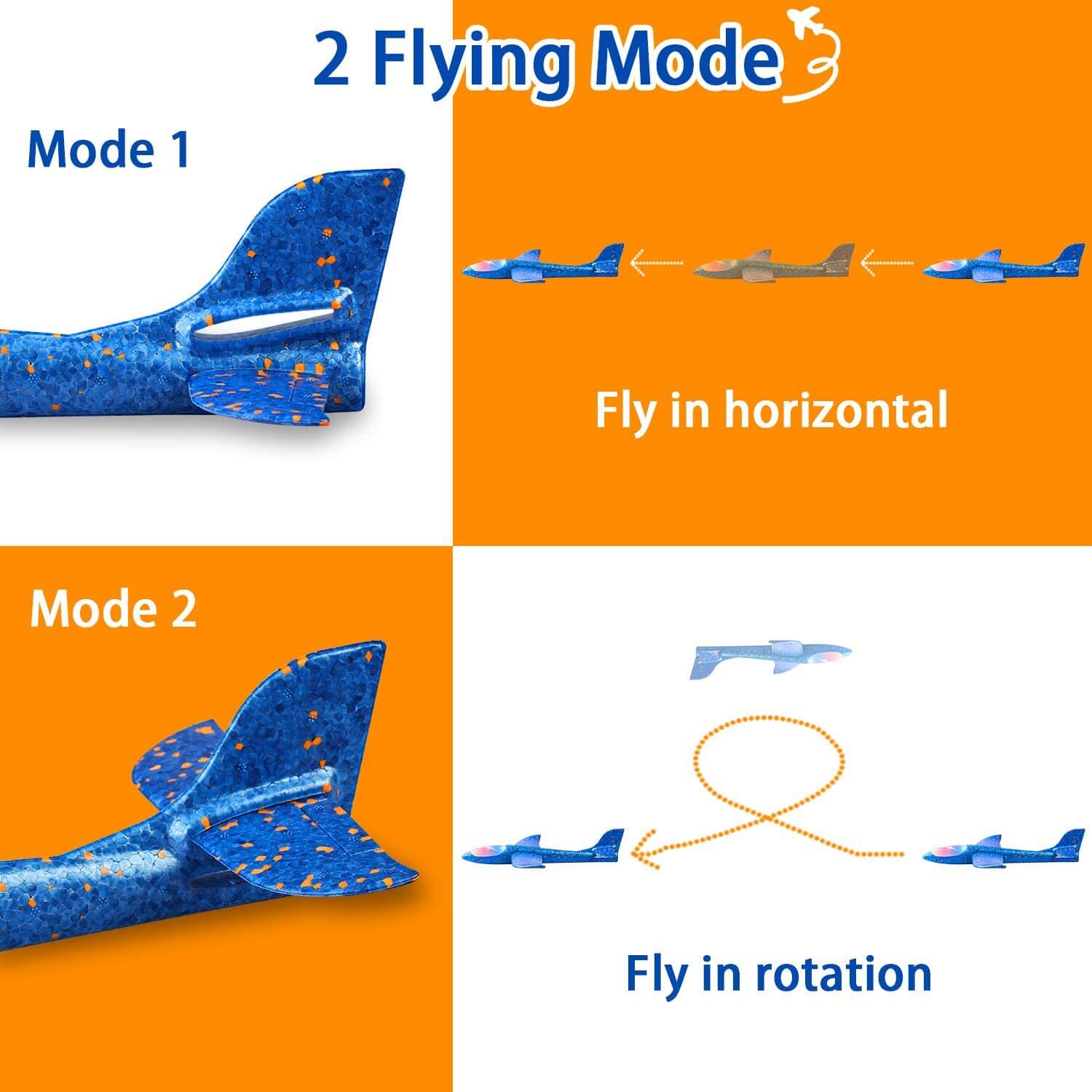 Airplane Launcher Toys 2 Flight Modes LED Foam Glider Kids Catapult Plane for Boys and Girls