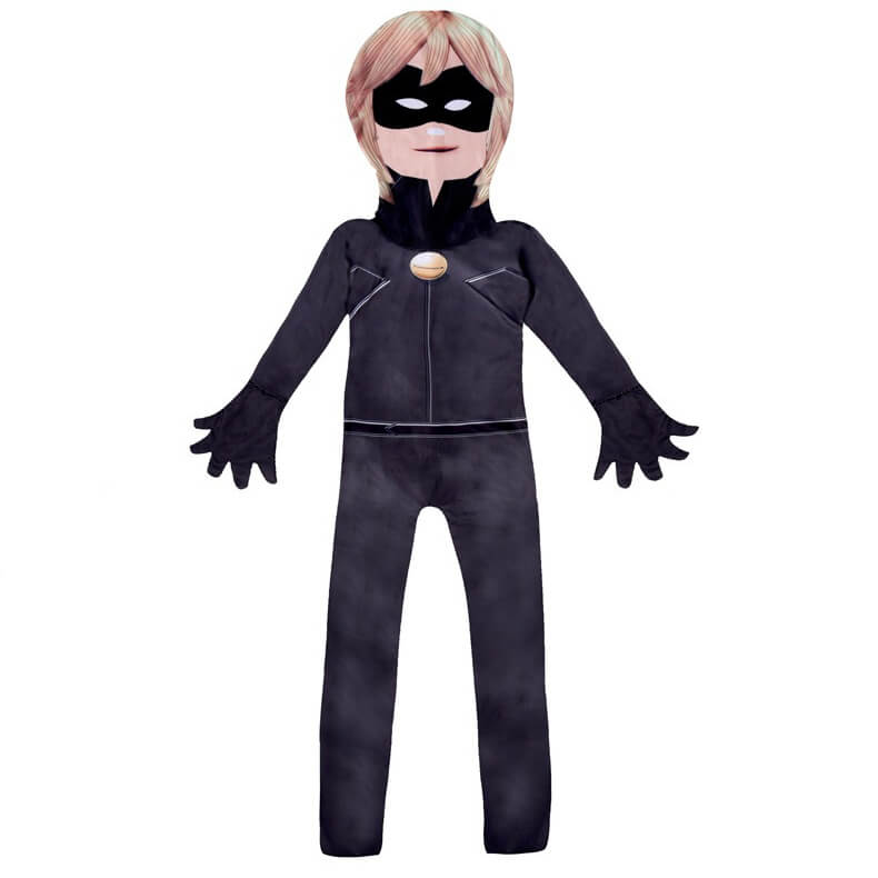 Kids Black Cat Costume Boys Girls Jumpsuit Helmet One-Piece Outfit for Halloween Party