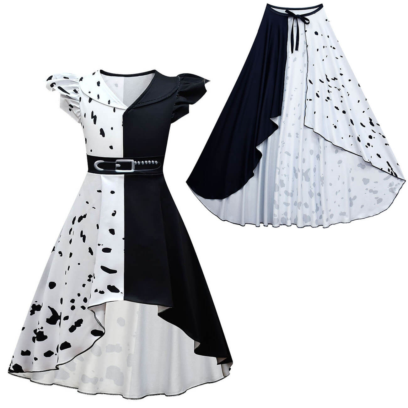 Kids Iconic Black White Costume Fashion Party Carnival Dress Girls Halloween Costume