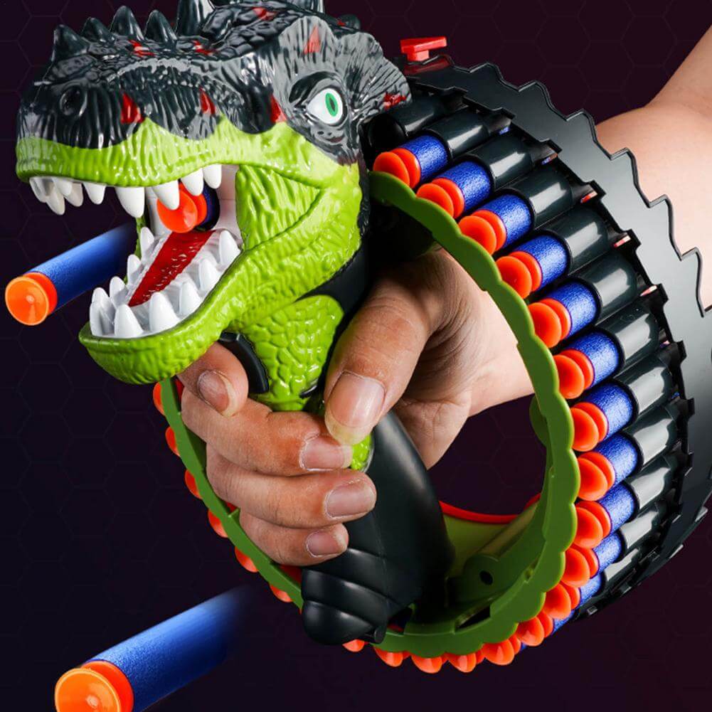 Kids Dinosaur Dart Shooting Toy with Soft Bullets High Capacity Electric Blasting Toy Gun