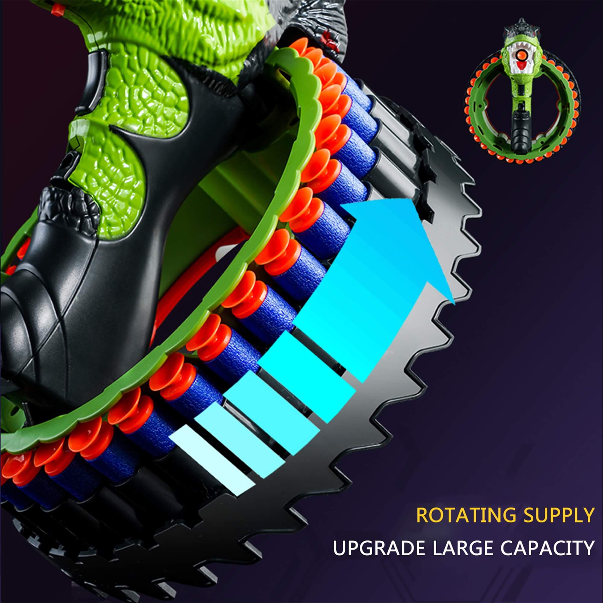 Kids Dinosaur Dart Shooting Toy with Soft Bullets High Capacity Electric Blasting Toy Gun